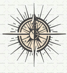 Kompass und Sonnenstrahlen